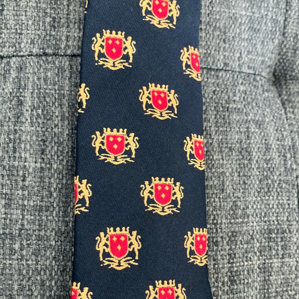 RARE Vintage Black Red & Gold Coat of Arms Italian Silk Tie